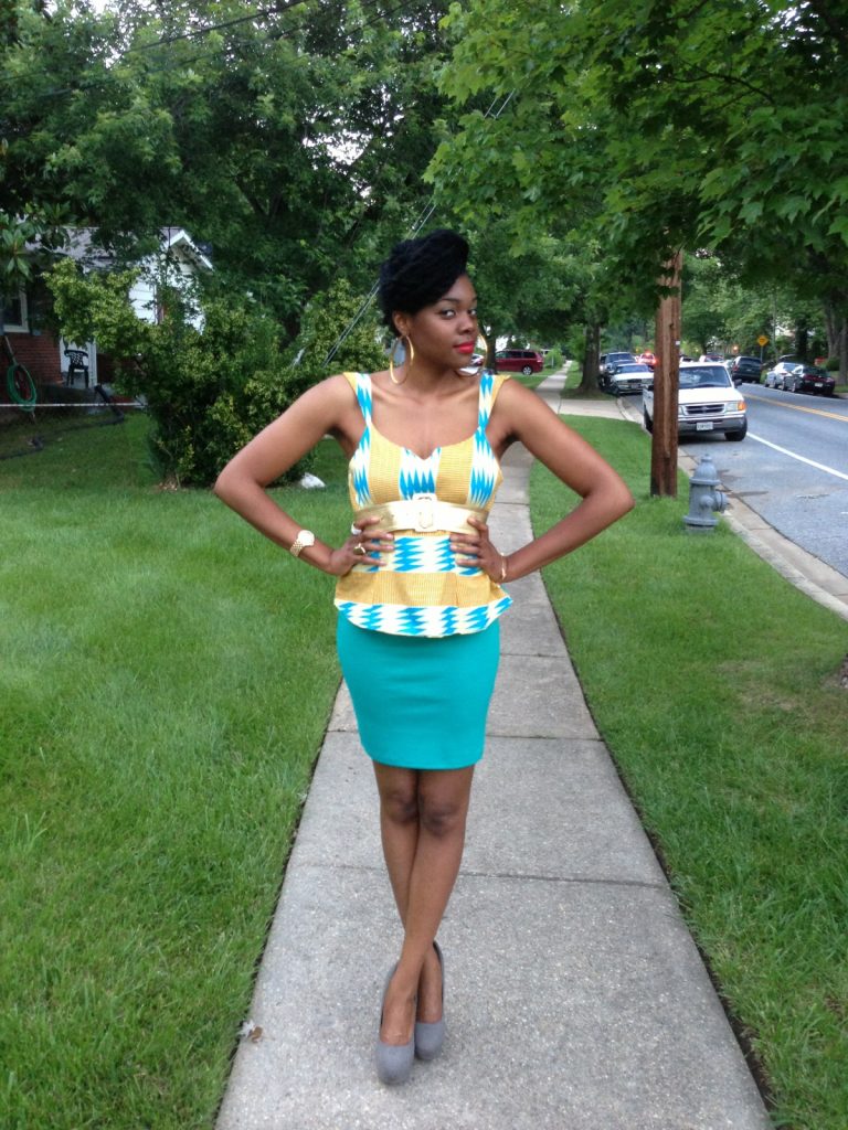 kente-print-peplum-top-with-a-teal-blue-pencil-skirt-6