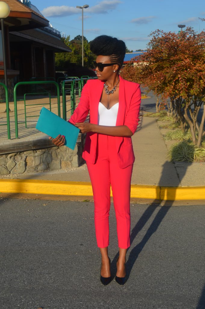 23rd Birthday-ASOS Blazer In Crepe With Slim Lapel and Cigarette Pants in Crepe, White Bustier Corset, Large Pointed Cat Eye Glasses and Black BCBGeneration Jaze Patent Pump 11