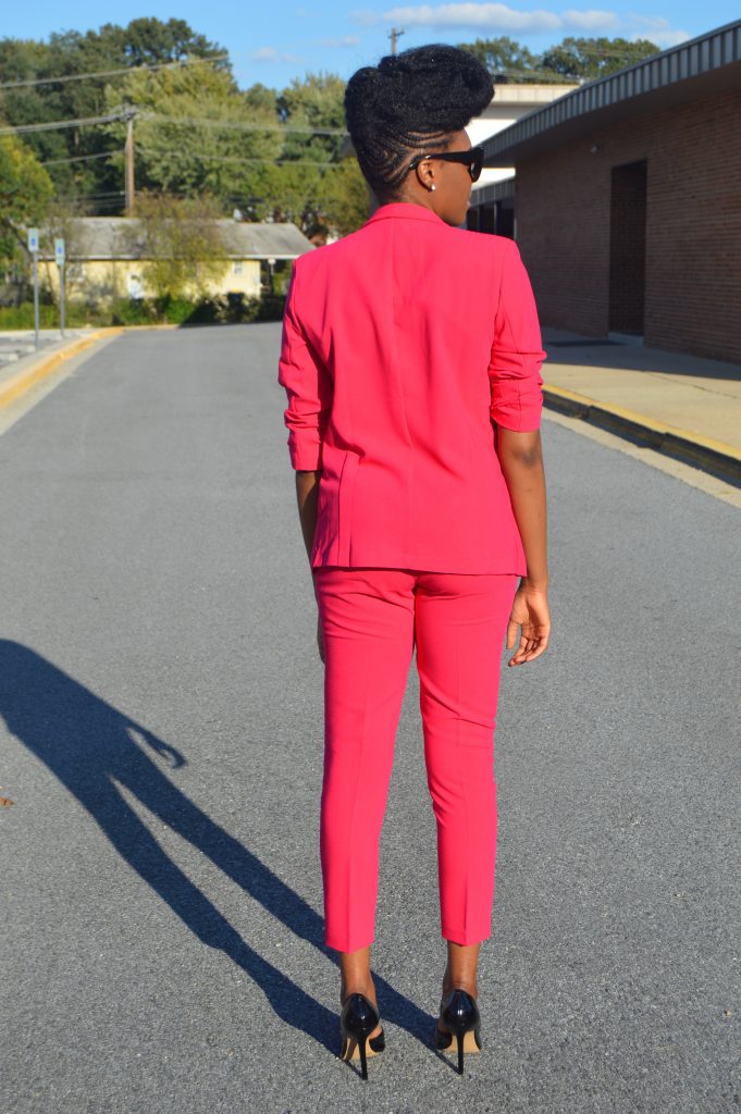 23rd Birthday-ASOS Blazer In Crepe With Slim Lapel and Cigarette Pants in Crepe, White Bustier Corset, Large Pointed Cat Eye Glasses and Black BCBGeneration Jaze Patent Pump 6